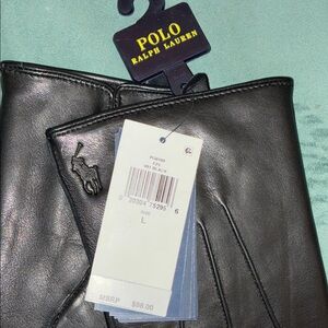 Polo by Ralph Lauren Black Leather Gloves sz L